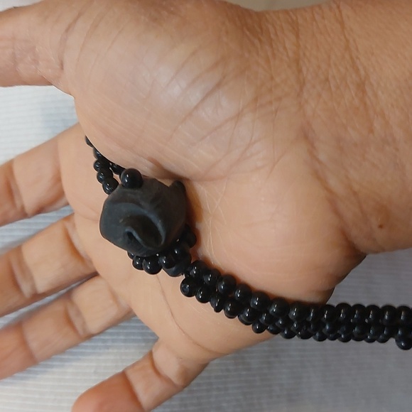 OOAK Unique Vintage Rare Multistrand Beaded Necklace w/ Ceramic Glass and Onyx - Picture 6 of 8